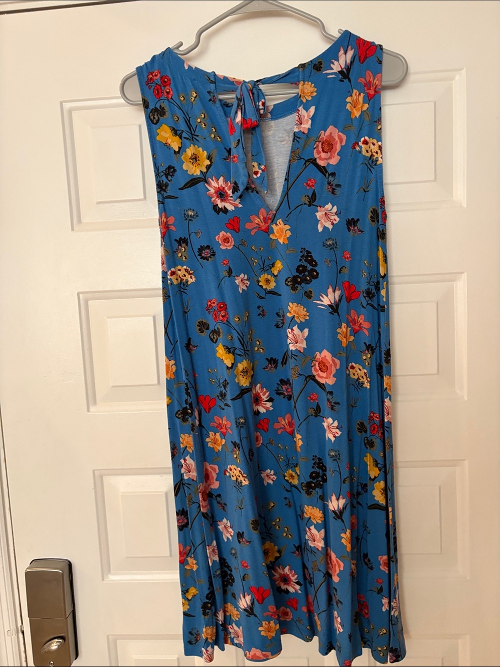 LOFT Blue Floral Sleeveless Midi Dress - Picture 2 of 3